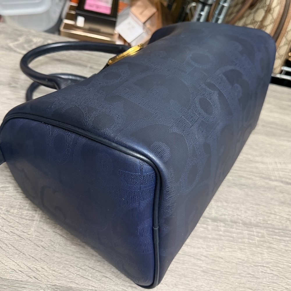 Vintage Dior | Trotter Navy Blue Boston Bag - Picture 6 of 12